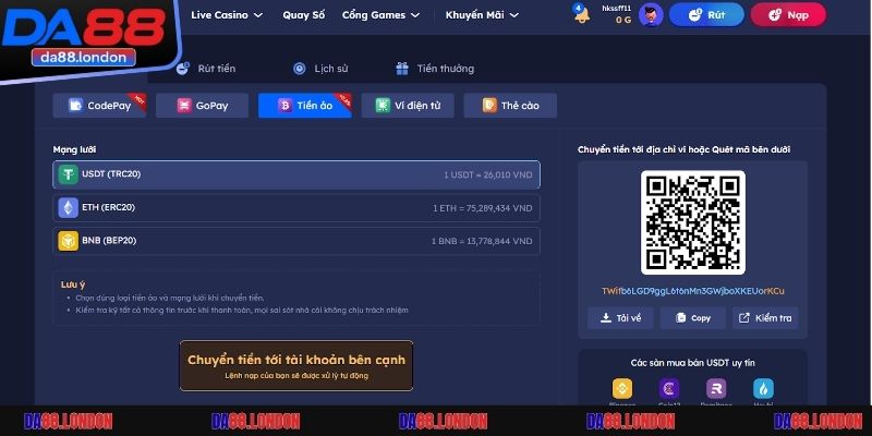 Điều kiện cần biết giao dịch tại DA88